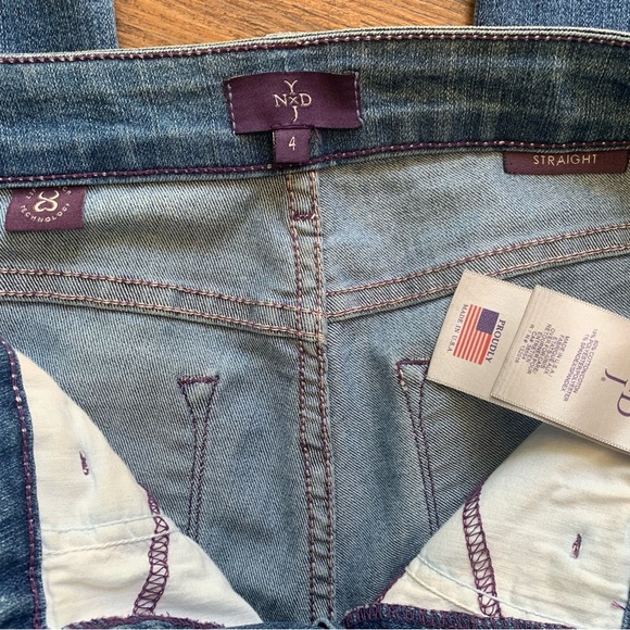 NYDJ Blue Denim Straight Leg Jeans Womens Casual Mid-Rise Medium Wash Size 4 - Picture 3 of 12